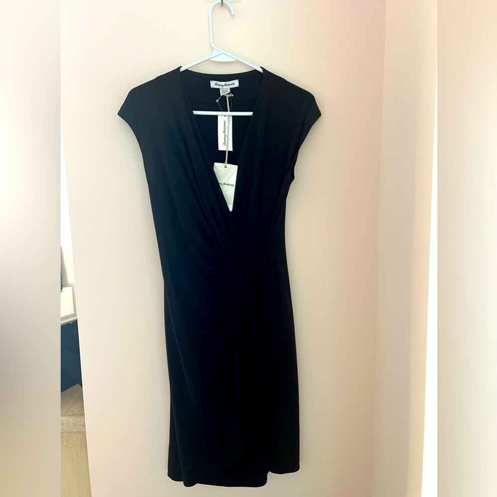 NWT Tommy Bahama XS Faux Wrap Black Dress